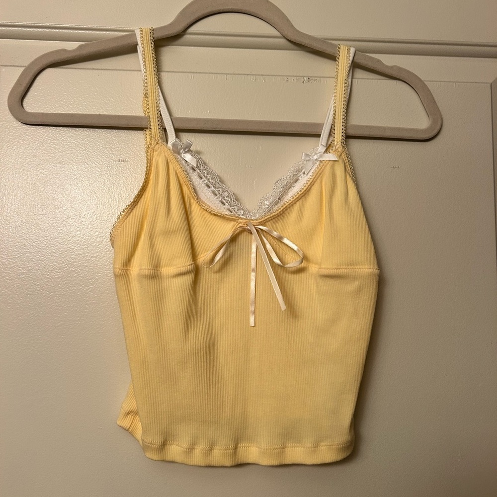 Edikted Soft Yellow Camisole with Lace Detail